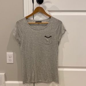 Express Large L Cashmere Blend Short Sleeve Sweater Gray Grey